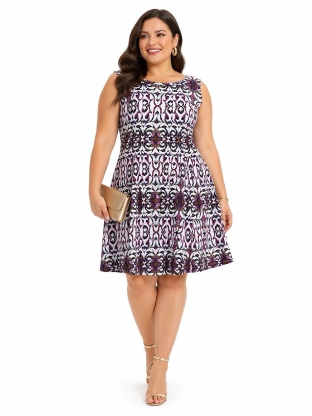 Danny and Nicole Women's Fit & Flare Dress sz 3x geo paisley
